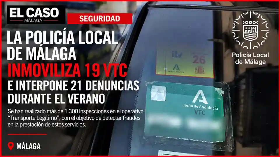 Portada de El Caso Málaga sobre 19 VTC inmovilizados y 21 denuncias de la Policía Local de Málaga