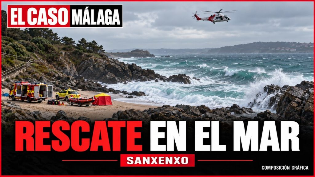 Rescate de un bañista en la playa de Bascuas, Sanxenxo | Composición gráfica