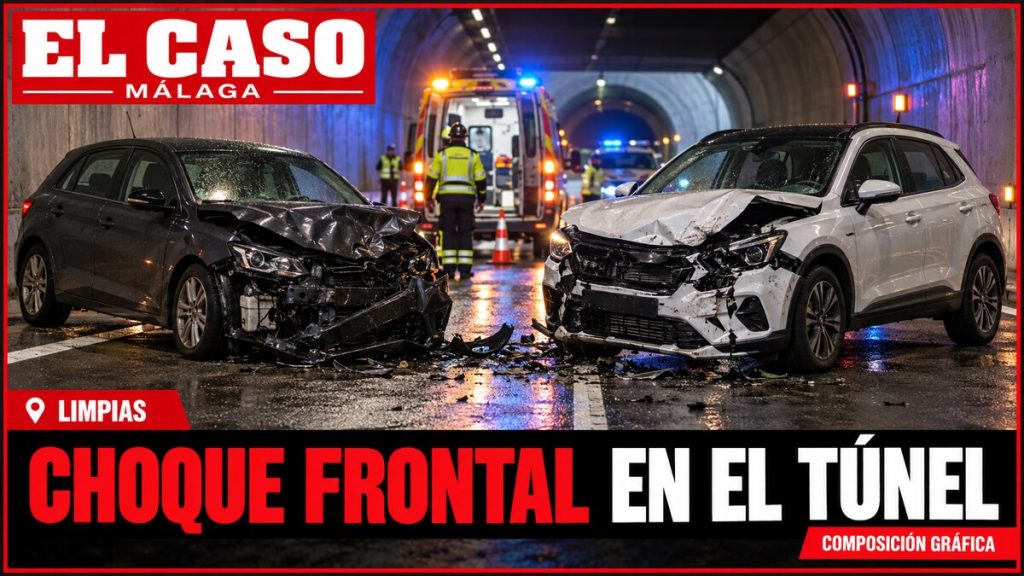 Choque frontal entre dos coches en el túnel de Limpias | Composición gráfica