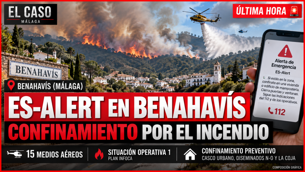 Incendio forestal en Benahavís con ES-Alert y confinamiento preventivo