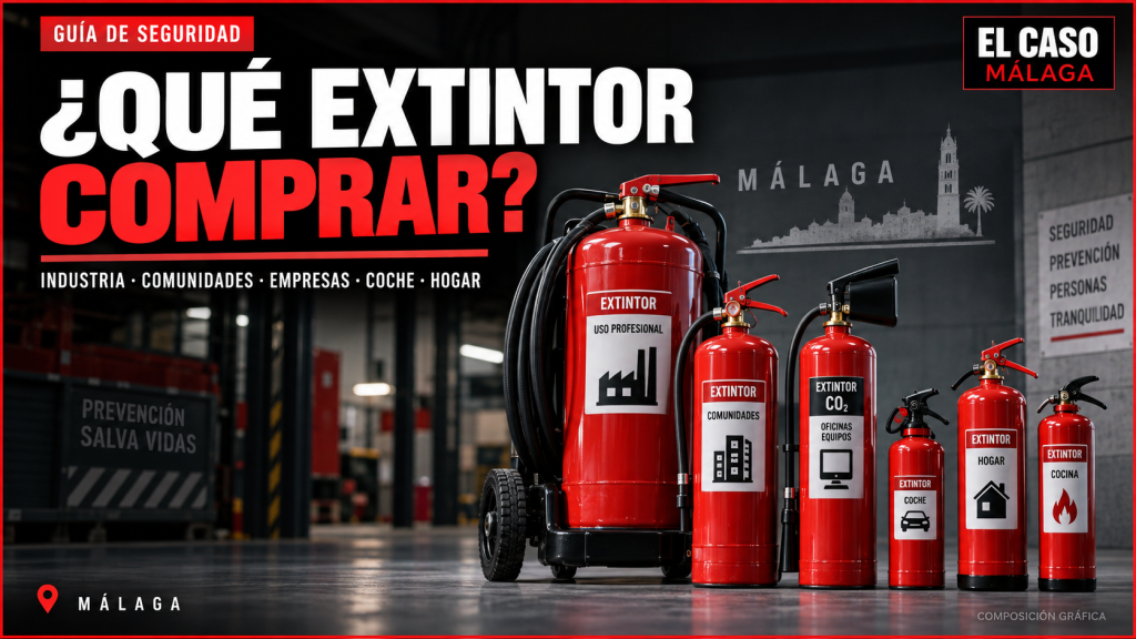 Qué extintor comprar: guía de El Caso Málaga para industria, comunidades, empresas, coche y hogar