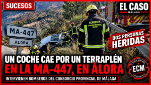 Accidente en la MA-447 en Álora con dos heridos tras caer un coche por un terraplén