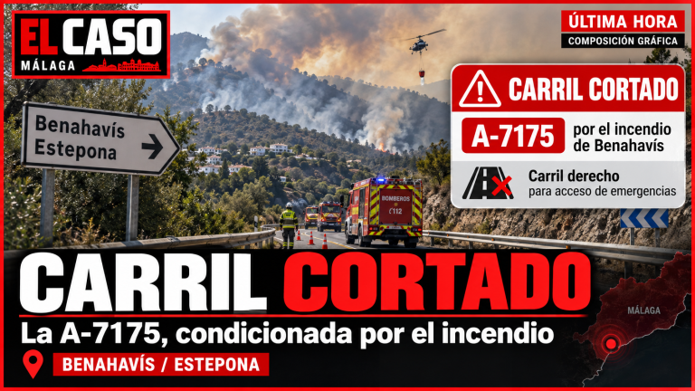 Portada EL CASO MÁLAGA sobre el corte de un carril de la A-7175 por el incendio de Benahavís para facilitar el paso de emergencias