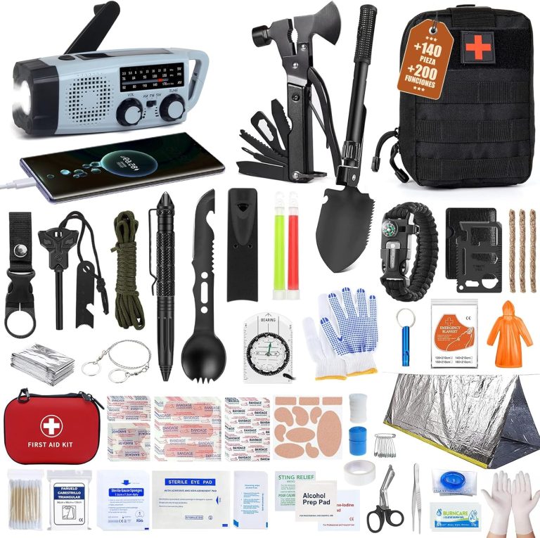 Gemmac Kit Supervivencia 140 en 1 con radio, botiquín y equipo de emergencia