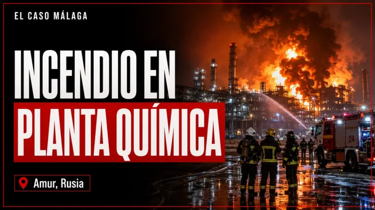Portada de El Caso Málaga: INCENDIO EN PLANTA QUÍMICA — Amur, Rusia