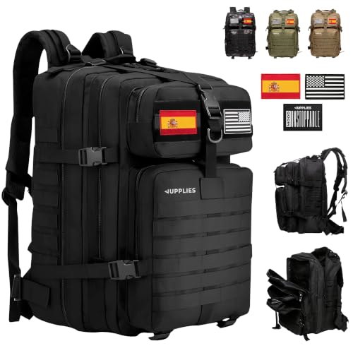 JUPPLIES mochila táctica militar 45L negra con sistema MOLLE