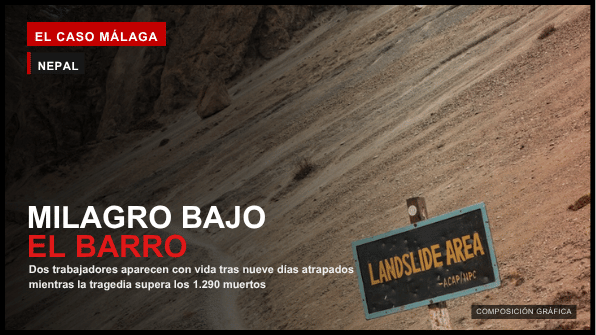 Riadas en Nepal: portada de El Caso Málaga sobre el rescate de dos trabajadores tras nueve días