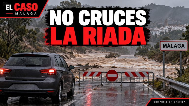 Portada de EL CASO MÁLAGA sobre una carretera inundada y una riada
