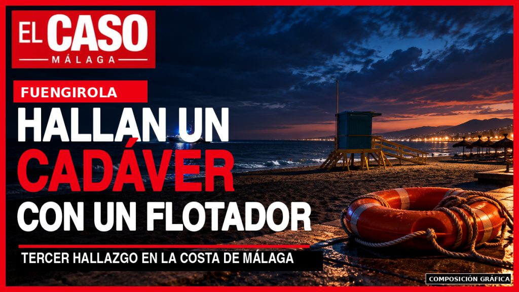 Portada editorial de El Caso Málaga sobre el hallazgo frente a Fuengirola; composición gráfica ilustrativa