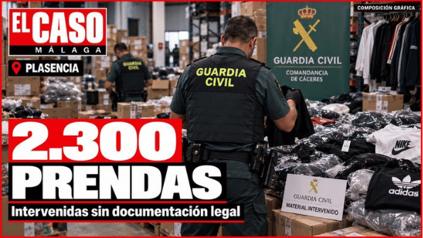 Portada de El Caso Málaga sobre la intervención de 2.300 prendas sin documentación legal en Plasencia.