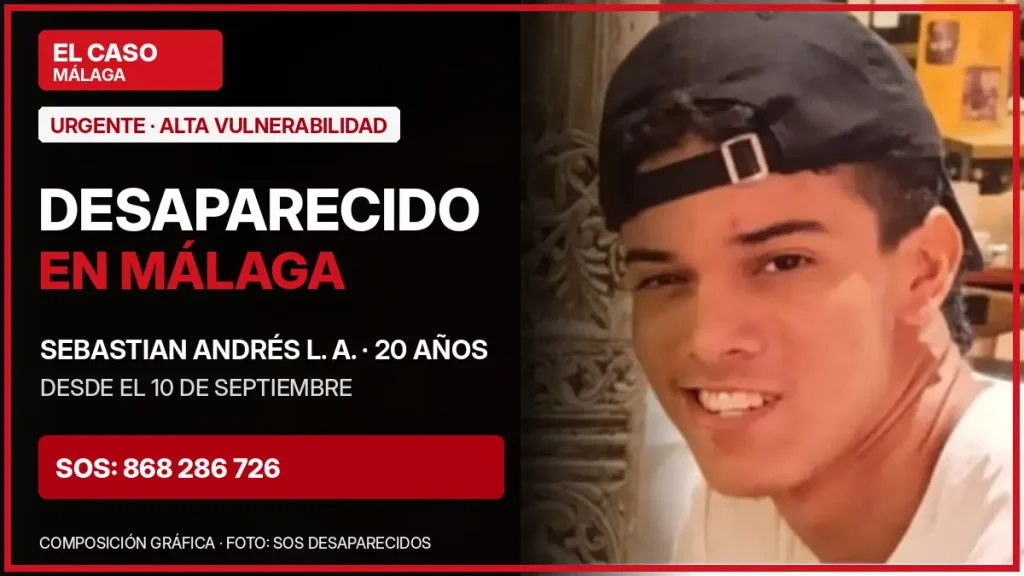 Sebastian Andrés L. A., desaparecido en Málaga desde el 10 de septiembre de 2026
