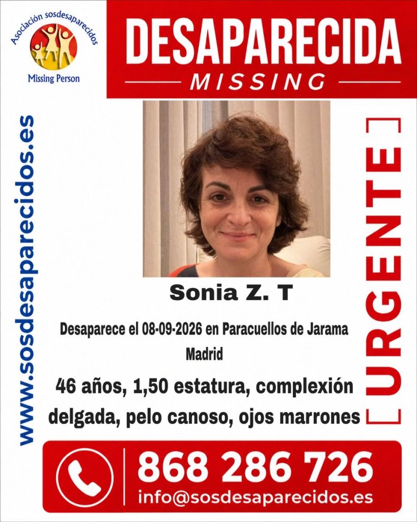 Cartel de búsqueda de Sonia Z. T. difundido por SOS Desaparecidos