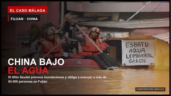 Tifón Saudel en China: portada de El Caso Málaga sobre las inundaciones y evacuaciones en Fujian