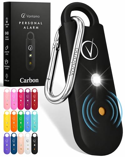 Vantamo alarma personal recargable color negro con sirena y luz estroboscópica